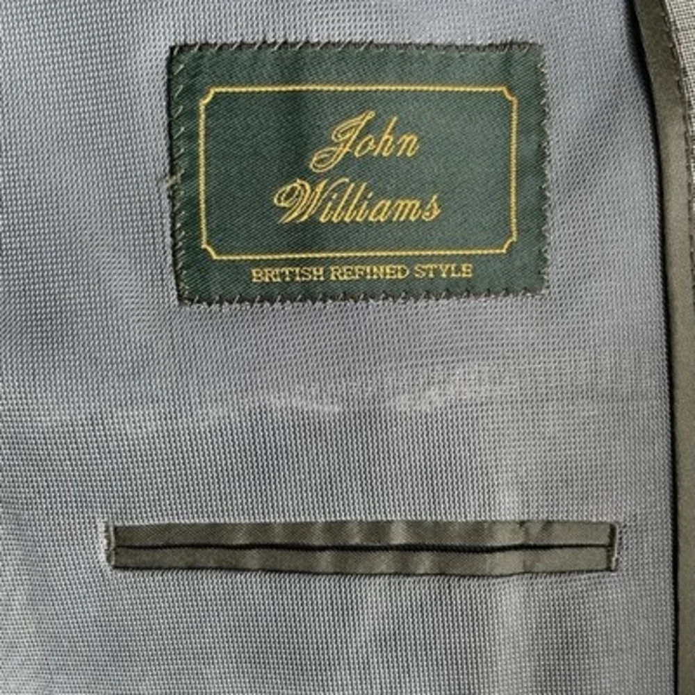 John Williams Men's Classic Fit Suit Jacket & Pants Set L Grey Wool Blend EXC